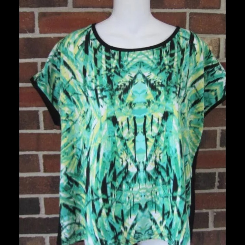 NWT Small Media Mix Top Green Black Style & Co Sleeveless